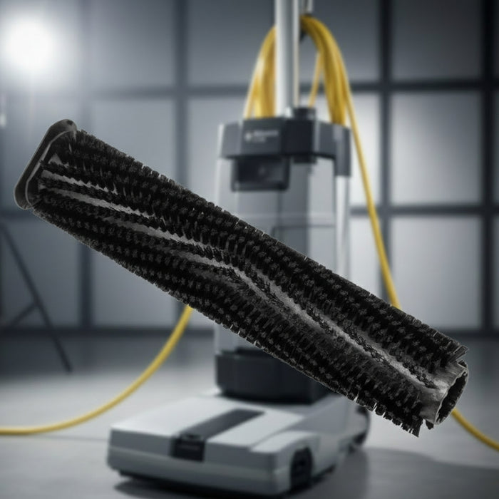 Nilfisk 310 mm hard black cylindrical brush ideal for removing stubborn dirt and grime, providing strong cleaning performance on industrial and commercial floors