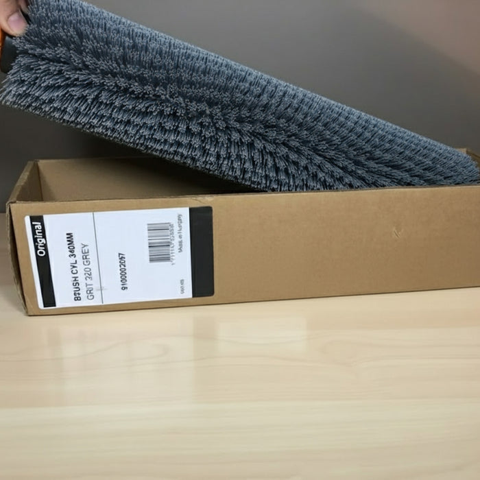 Nilfisk 340 mm hard grey cylindrical brush ideal for removing stubborn dirt and grime with compatible scrubber/dryer machines