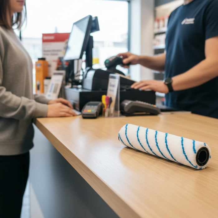 Nilfisk 310 mm microfibre cylindrical brush designed for the SC100 floor scrubber/dryer, ideal for everyday maintenance and professional-grade cleaning results