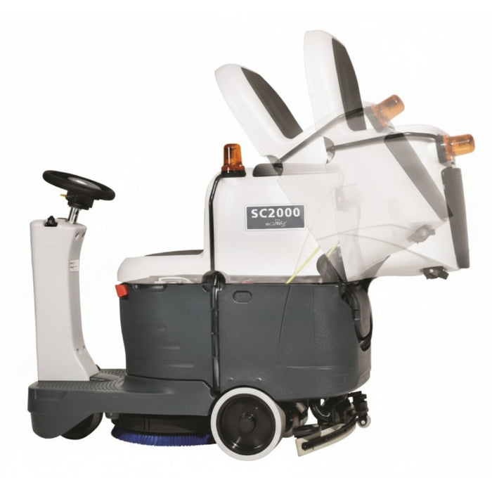 Nilfisk SC2000 53B compact ride-on scrubber dryer providing powerful scrubbing and drying for commercial and industrial floors