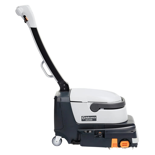 Nilfisk SC250 walk-behind compact floor scrubber dryer for professional, efficient, and easy floor cleaning in tight spaces