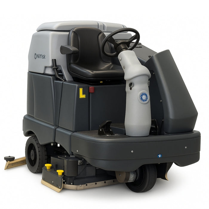 Nilfisk SC6500 1100C battery powered ride-on scrubber dryer designed for efficient cleaning of large industrial and commercial floor areas