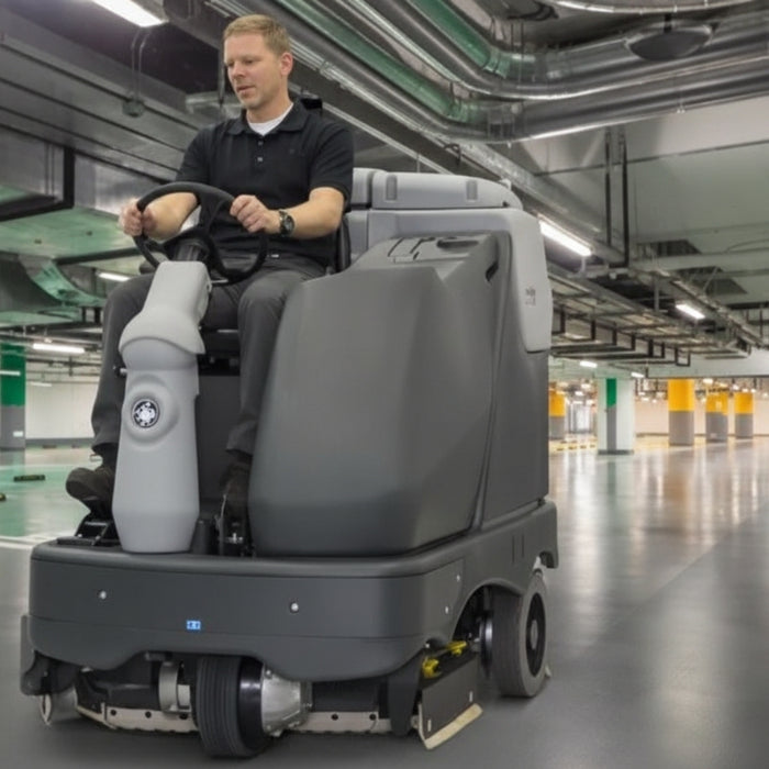 Nilfisk SC6500 1100D durable battery operated ride-on scrubber dryer built for long-lasting performance in commercial environments