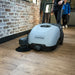 Nilfisk SW750 durable battery powered walk-behind sweeper built for daily cleaning of warehouses, schools, and office buildings