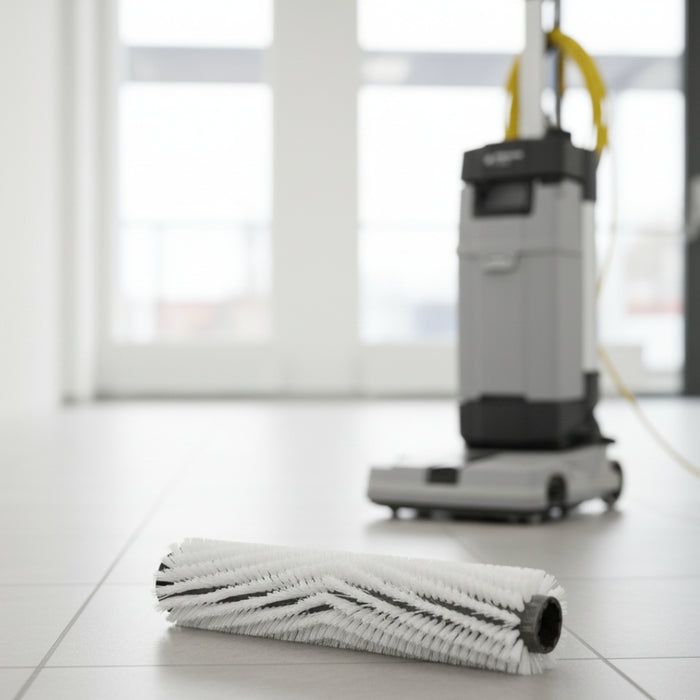 Nilfisk 310 mm white cylindrical brush built for gentle yet efficient cleaning, ideal for hard floor maintenance and polishing tasks