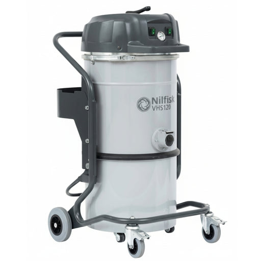 Nilfisk VHS 120 LC industrial wet and dry vacuum cleaner designed for powerful dust, debris, and liquid extraction in demanding environments