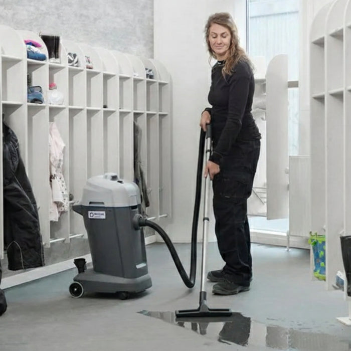 Nilfisk VL500 35L professional wet and dry commercial vacuum offering powerful suction for both wet spills and dry debris