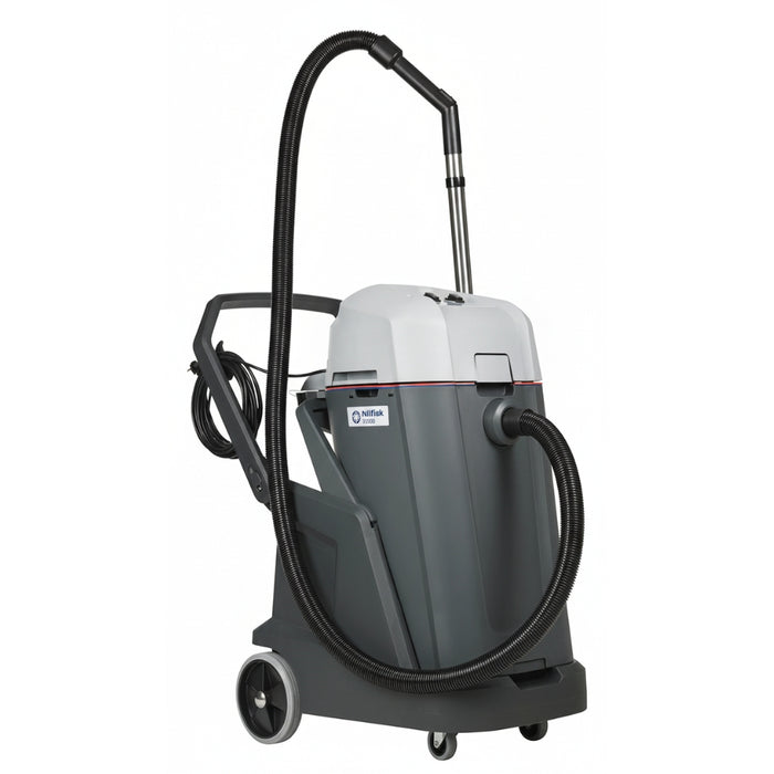 Nilfisk VL500 75 twin motor ergo commercial wet and dry vacuum cleaner designed for powerful liquid and debris cleaning in large facilities