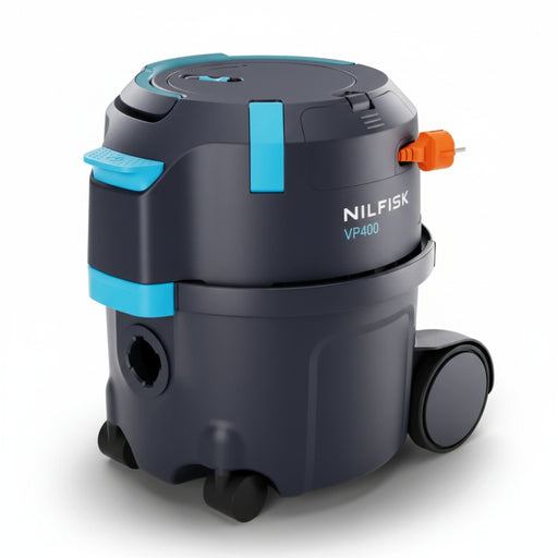 Nilfisk VP400 dry commercial vacuum cleaner with H13 HEPA filter designed for superior dust and allergen control in professional environments