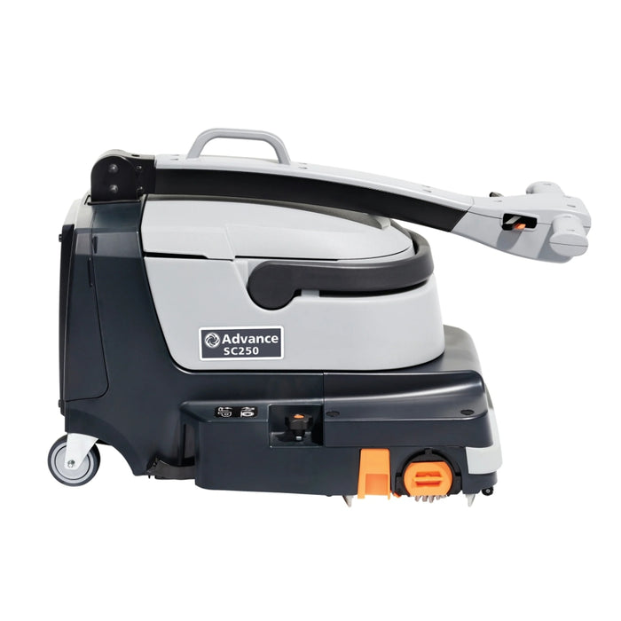 Nilfisk SC250 walk-behind compact floor scrubber dryer for professional, efficient, and easy floor cleaning in tight spaces