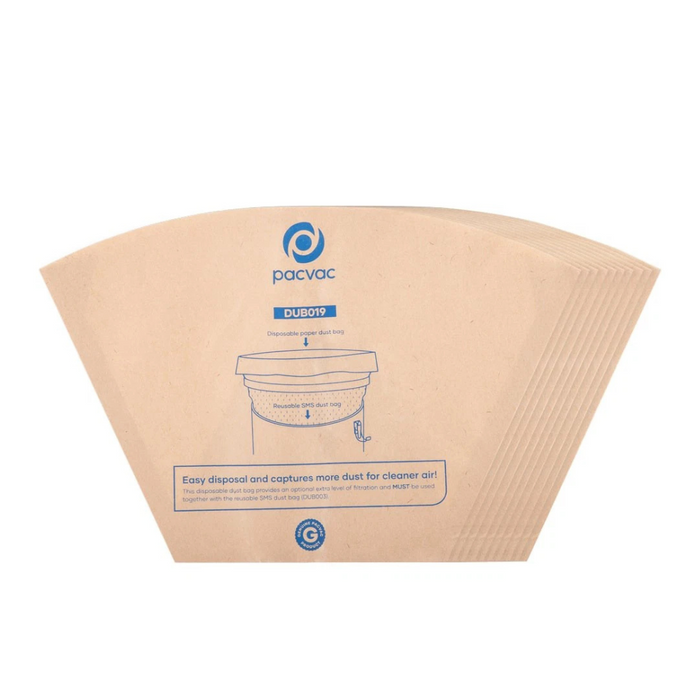 Pacvac Disposable Paper Dust Bag 5L 10pk Vacuum Bags DUB019