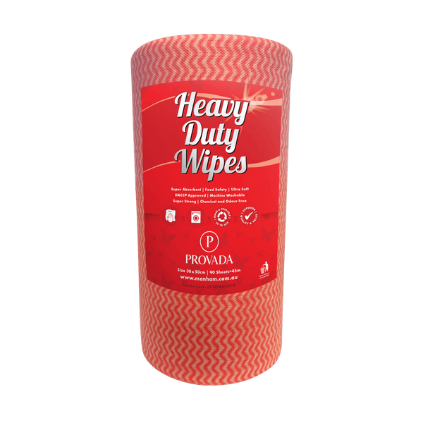 All Purpose Heavy Duty Jumbo Wipe Rolls each 90 Sheets 45m - 4 / Carton / Red - Janitorial and General Cleaning