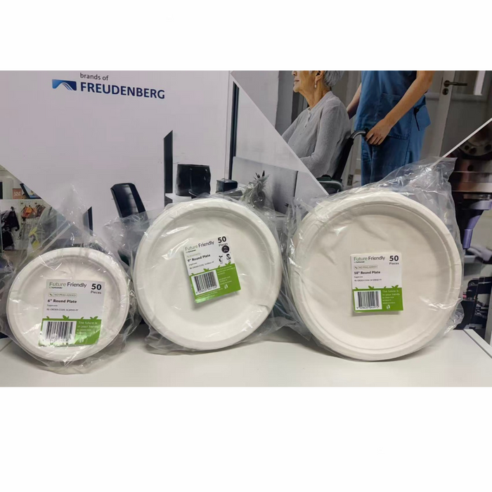 6" 9" 10" ROUND PLATE - SUGARCANE 50 PIECES