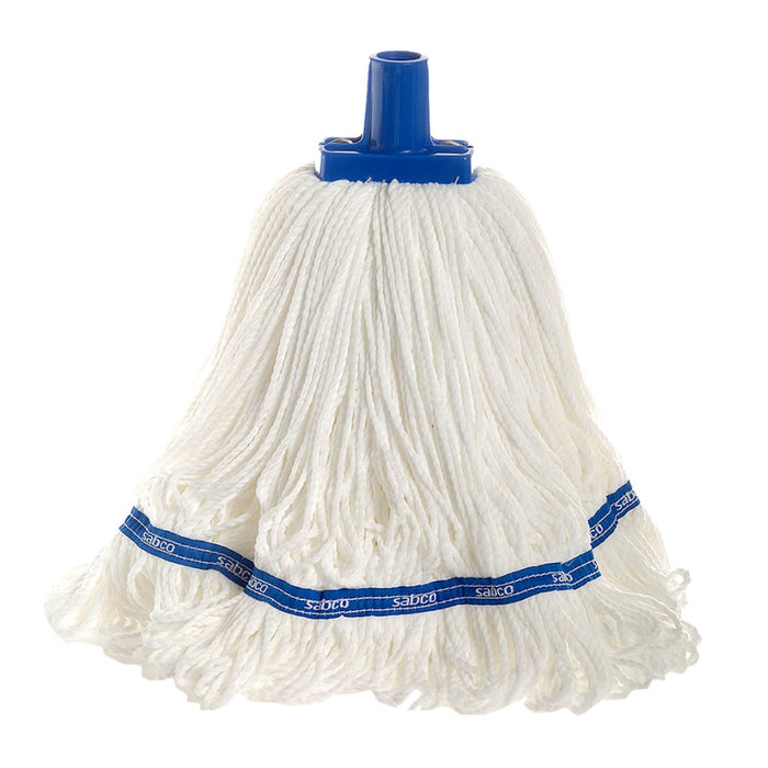 Sabco 350g UltraClean Microfibre Round Mop – professional-grade round mop head with looped ends and blue band, ideal for commercial and industrial cleaning