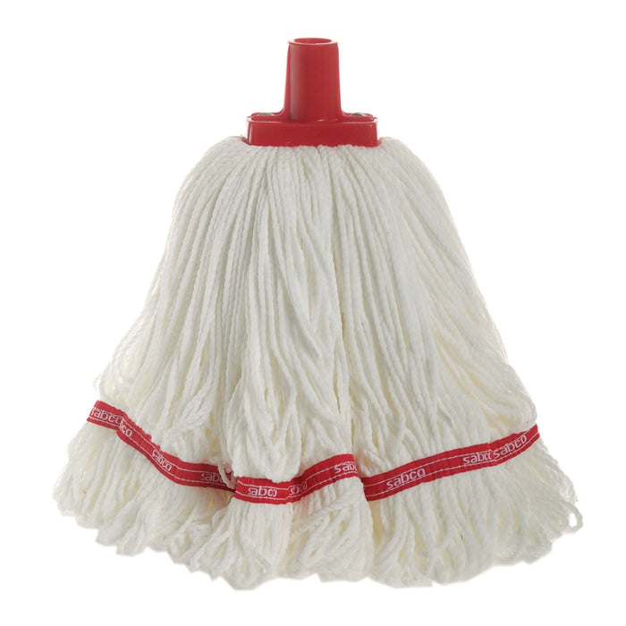 Sabco 350g UltraClean Microfibre Round Mop – professional-grade round mop head with looped ends and red band, ideal for commercial and industrial cleaning