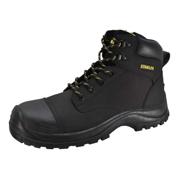 Water-resistant leather safety boots with anti-slip outsole