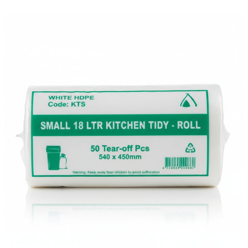 Tailored 18L Small White HDPE Garbage Bin Liners 1 roll