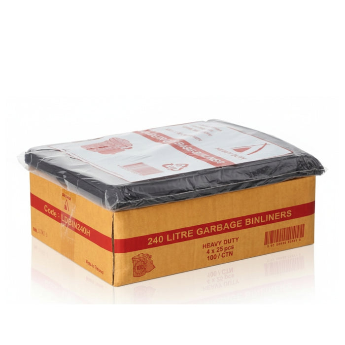 Tailored 240L Black Heavy Duty LDPE Garbage Bin Liners Carton Box