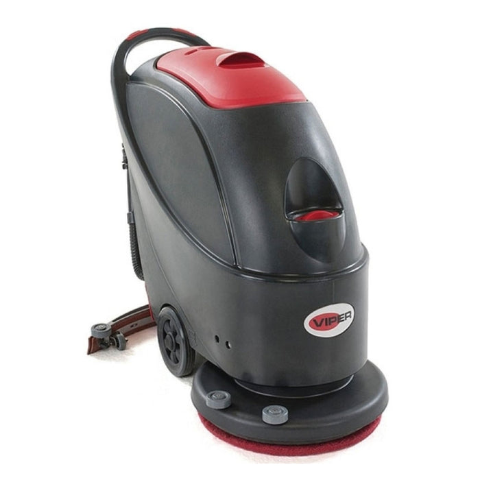 Viper AS510B battery-powered walk-behind scrubber dryer with 40L capacity, designed for efficient and quiet floor cleaning in commercial and industrial spaces