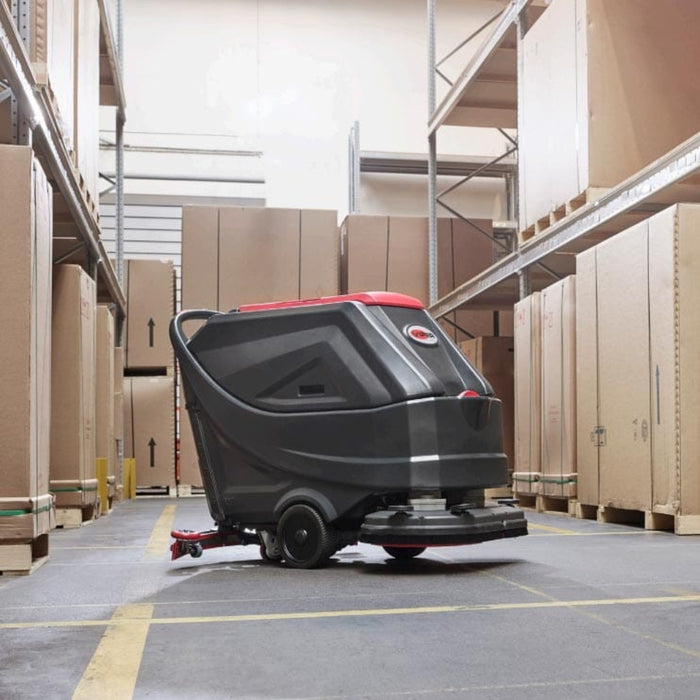 Viper AS7690T 90L battery-powered walk-behind scrubber dryer designed for professional-grade cleaning, offering extended runtime and low-maintenance operation