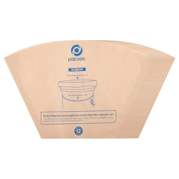 Genuine Pacvac Hypercone Dust Paper Bags for Superpro 700 Pack of 10