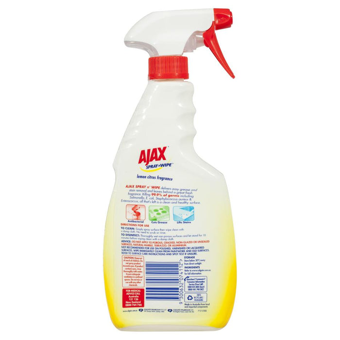 Ajax Spray N Wipe Lemon Citrus Antibacterial Trigger 500ml