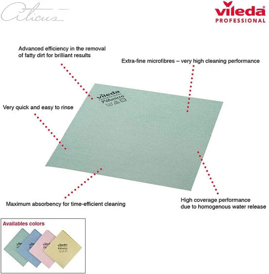 OATES VILEDA PVAmicro Streak Free Microfibre Cloth 5 pack - Green