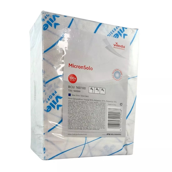 Vileda® VP-160100 MicronSolo Cloth 30cm x 40cm 100pk - Blue