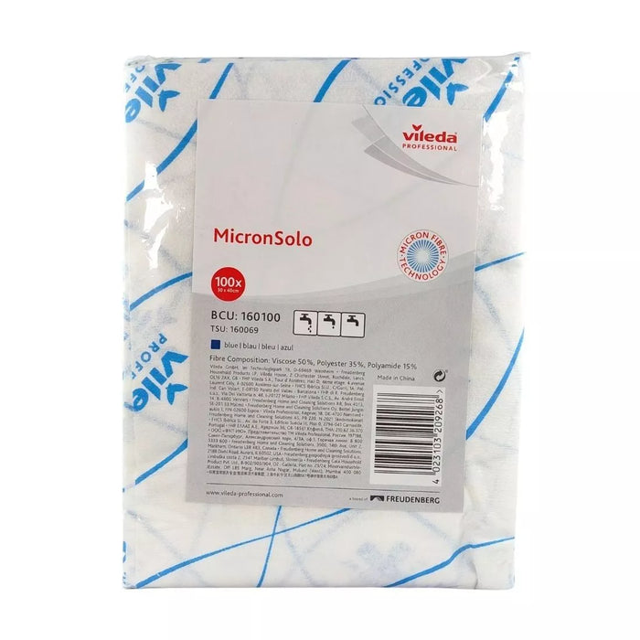 Vileda® VP-160100 MicronSolo Cloth 30cm x 40cm 100pk - Blue