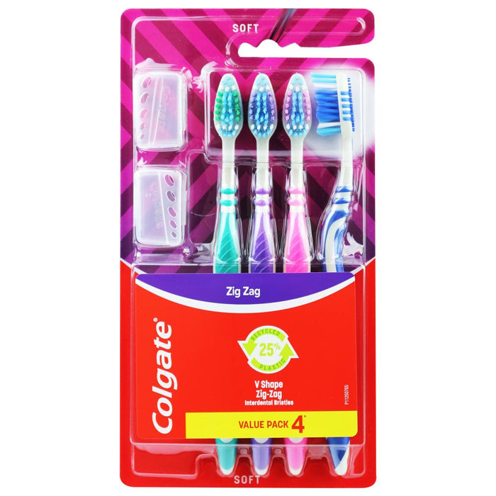 Colgate V Shape Zigzag Soft Toothbrushes 4pk