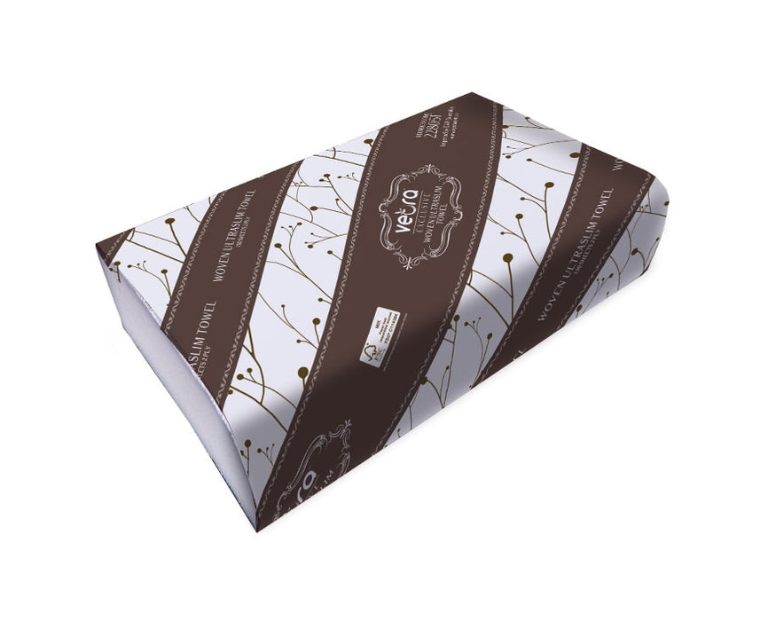 Veora 22805F Exclusive Woven Ultraslim Towel - 150s 2Ply 16 packs/carton 24 x 24cm