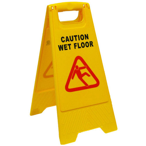 Safety Caution Sign - A Frame Yellow - Wet Floor Free Standing - Janitorial and General Cleaning - Signs