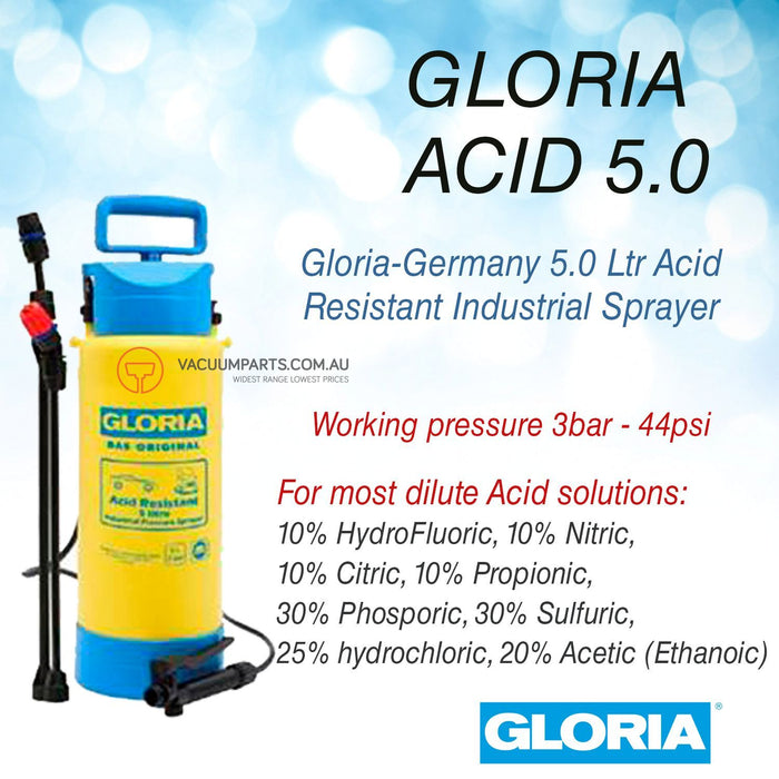 Gloria 5 Litre Acid Resistant Industrial Sprayer