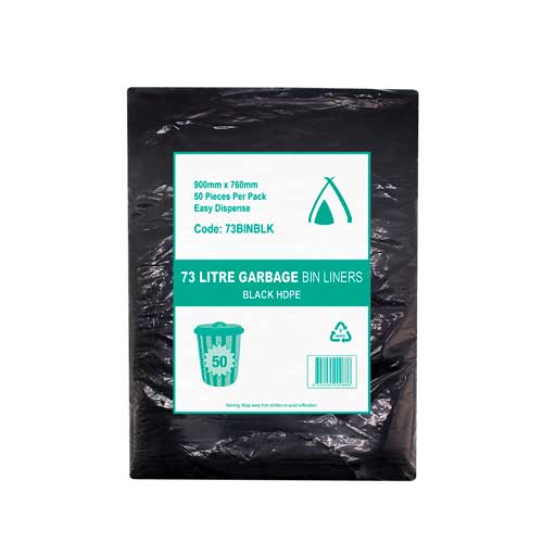 73L Black HDPE Garbage bin Liners (73BINBLK) - 1 Packet / Bins Bags