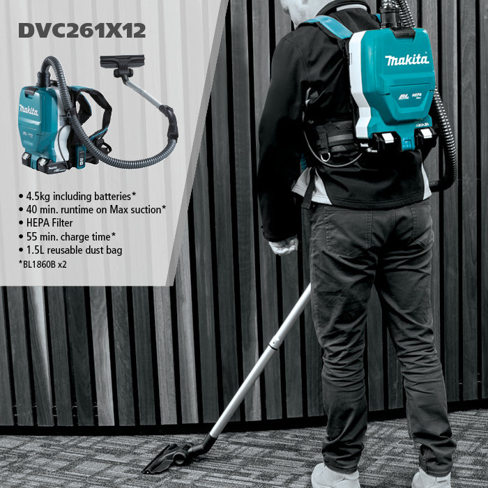 MAKITA DVC261X 36V (18Vx2) Li-ion BRUSHLESS Backpack Vacuum