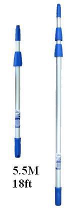 5.5m / 18 Foot Edco Professional Extension Pole (3 Sections) - 5.50m / Silver - Window Cleaning