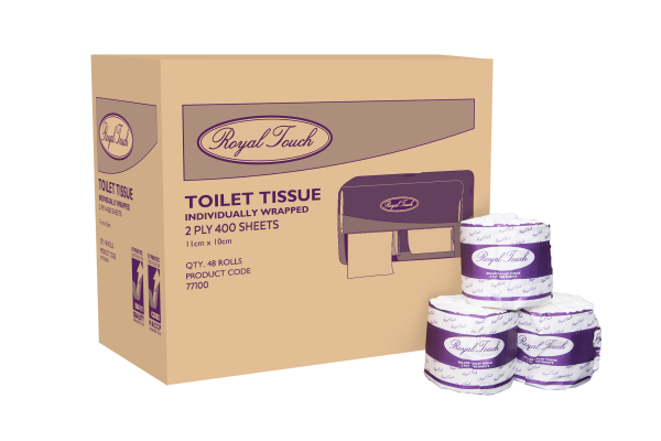 Individually Wrapped Premium Toilet Paper 2ply 400 Sheet Rolls 48/Carton