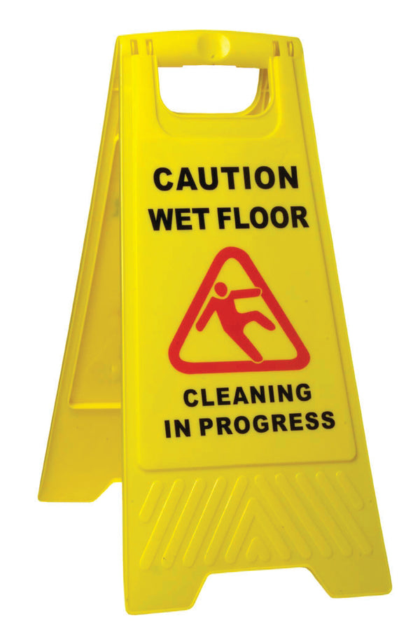 SABCO Caution Wet Floor A-Frame Sign Yellow- SABC-2420A - Janitorial and General Cleaning - Signs