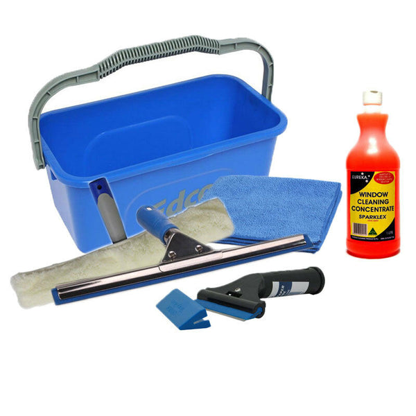 Window cleaning kit: Bucket Squeegee T-bar Microfibre cloth & Eureka Sparklex - Kit / multi - Cleaning