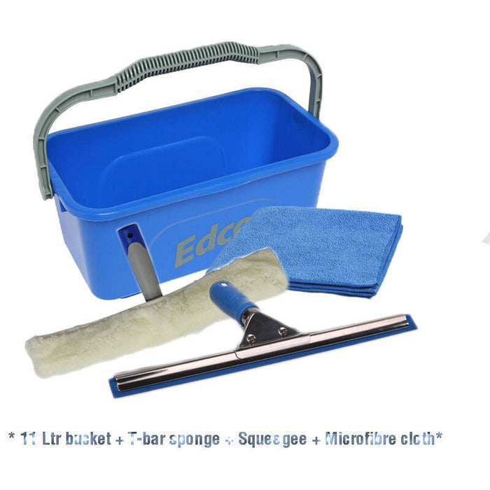 Window cleaning kit: Bucket, Squeegee, T-bar, Microfibre cloth & Eureka Sparklex