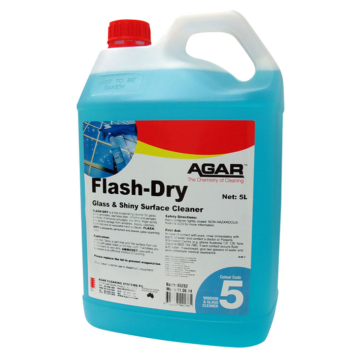 AGAR Flash Dry Glass & Shiny Surface Cleaner 5L (FLD5) 20L (FLD20)