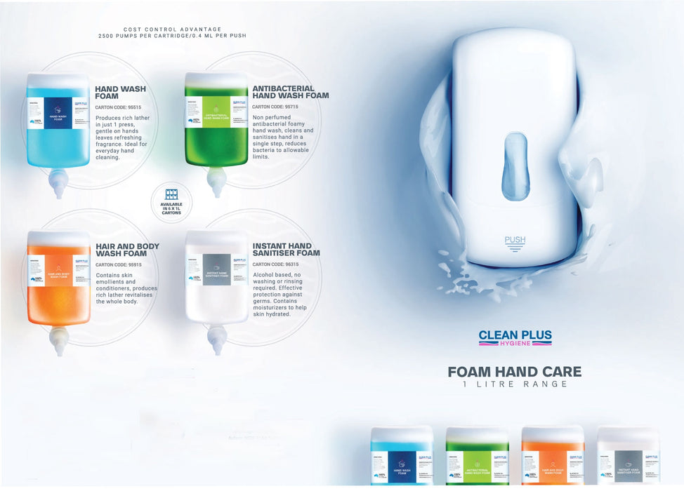 Cleanplus Hair and Body Wash Foam Soap Manual Refill Pods 959 to fit FD950 Dispensers