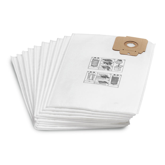 Genuine fleece Filter Bags Pack of 10 for Karcher CV 30, CV 38, CV 48 (6.904-305.0)