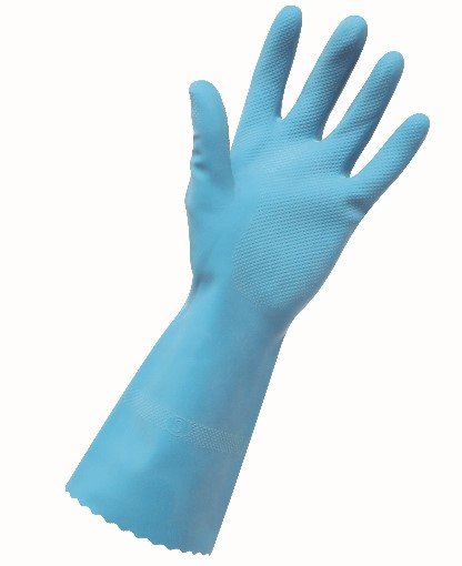 Bastion Rubber Gloves Blue Silverlined Honeycomb Grip Reusable Pair