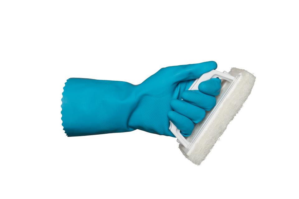 Bastion Rubber Gloves Blue Silverlined Honeycomb Grip Reusable Pair
