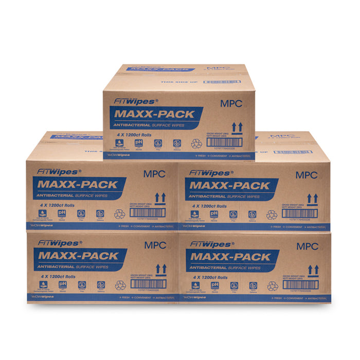 WOW Antibacterial Surface / Gym Wipes MAXX-PACK carton 4 Rolls x 1200 Wipes