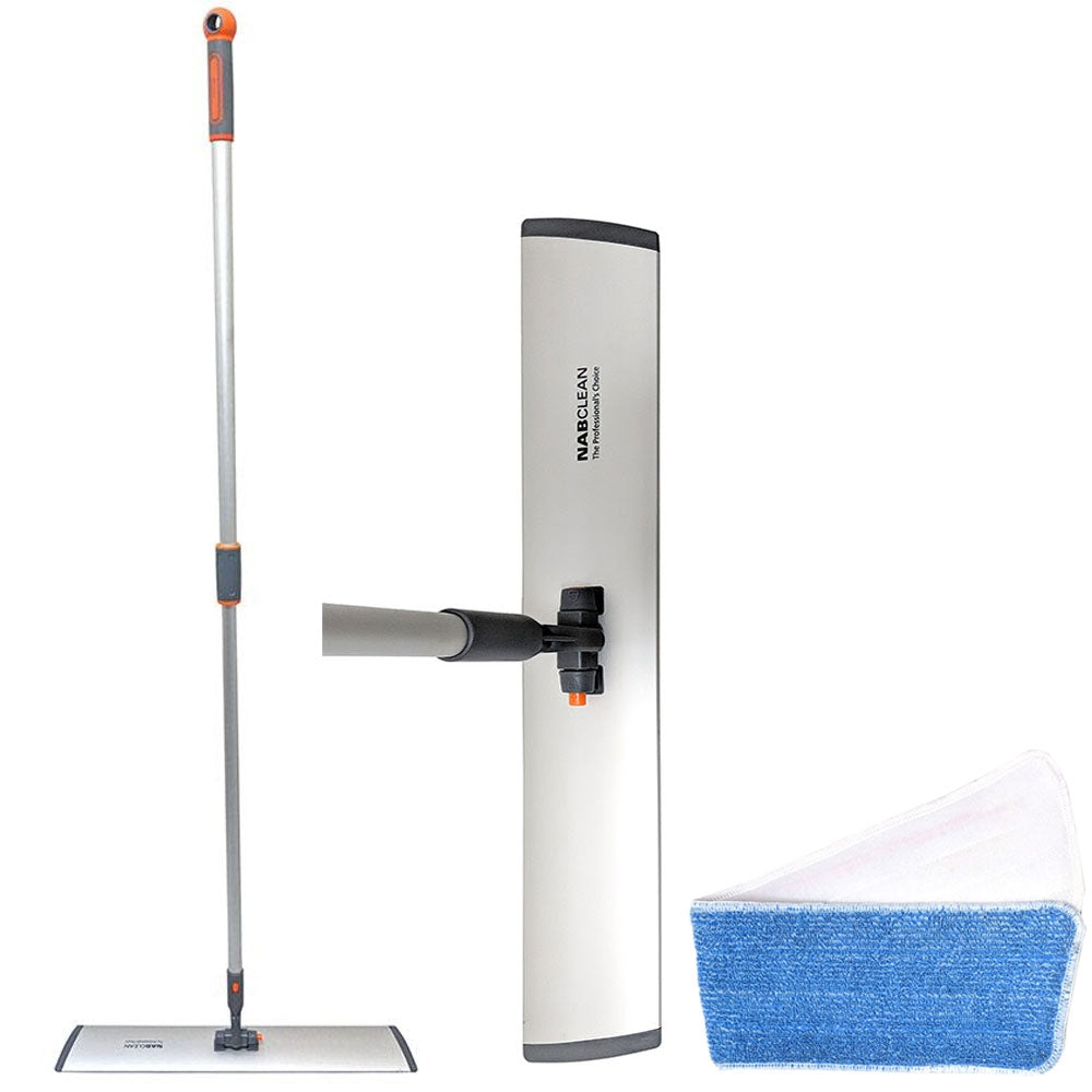Professional Flat Mop Set with Extendable Handle 40cm 60cm 90cm - Brushware Trolleys Buckets and Mops