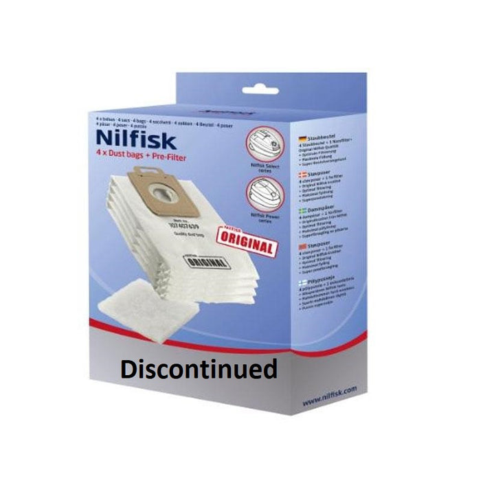 Nilfisk Select Series / Power Series Original Quality Dust Bags 4 Bags + Pre-filter