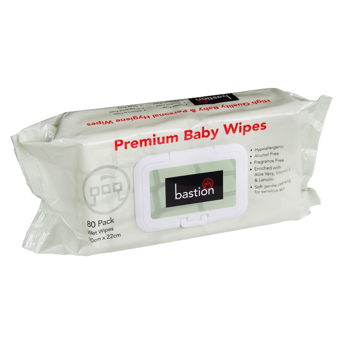 Bastion Pacific Premium Baby Wipes BBW4323 80 Sheets per pack