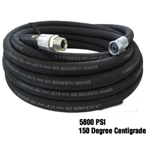 Lenflex Low Marking Black Wrap Pressure Washer Hose 2 wire-6000Psi-155 Deg 3/8 - Cleaner Parts & Accessories
